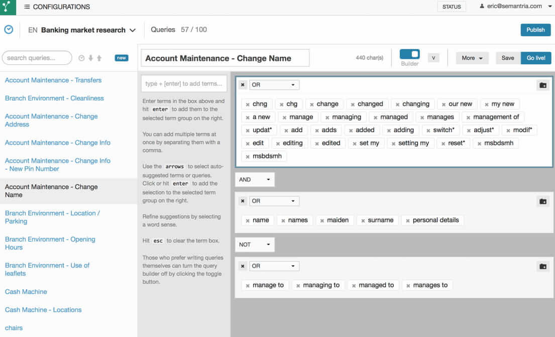 Cuadro de mandos de Semantria